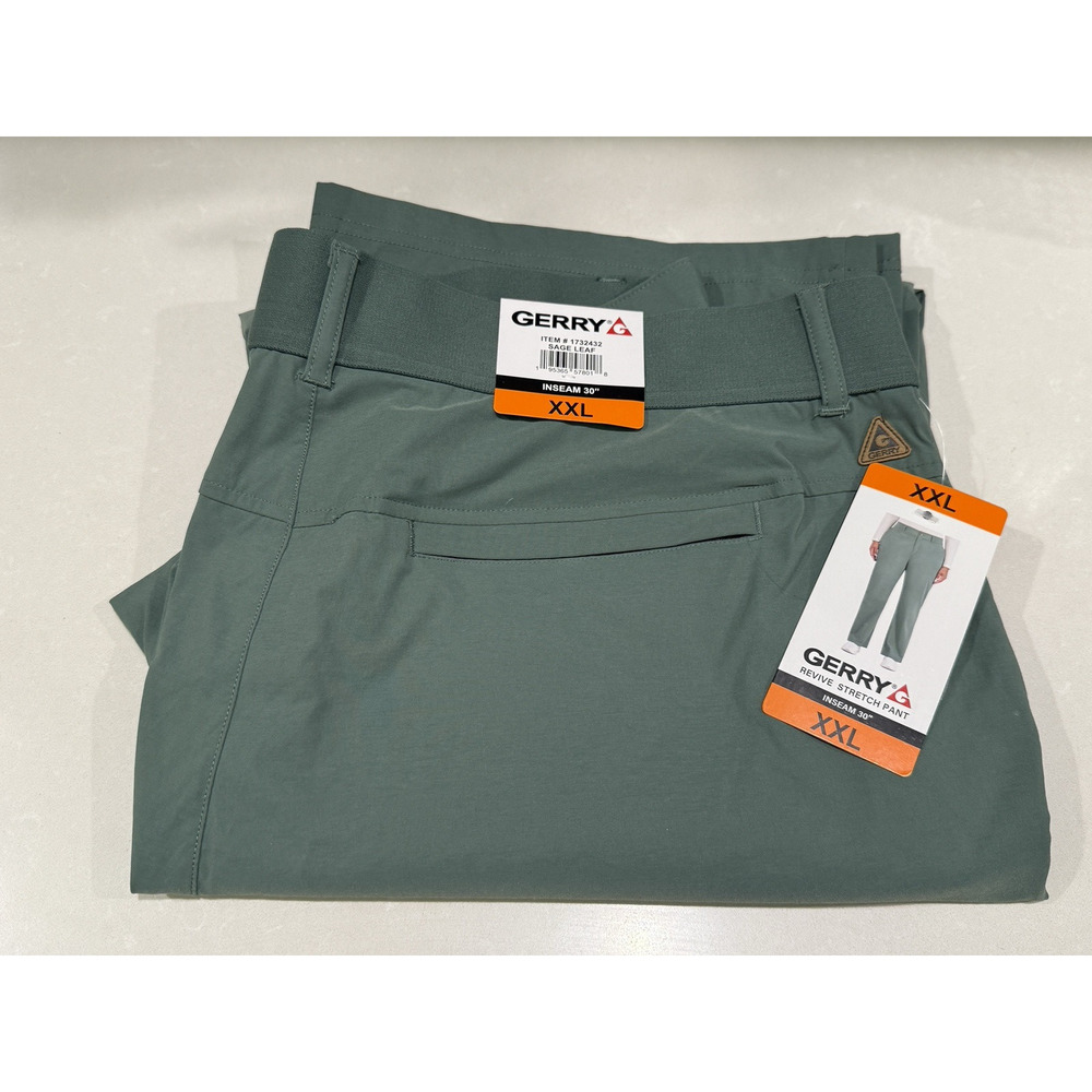 GERRY Women's Revive Green Sage Stretch Pant Inseam 30” 4 Pockets/2 Zips SZ: XXL